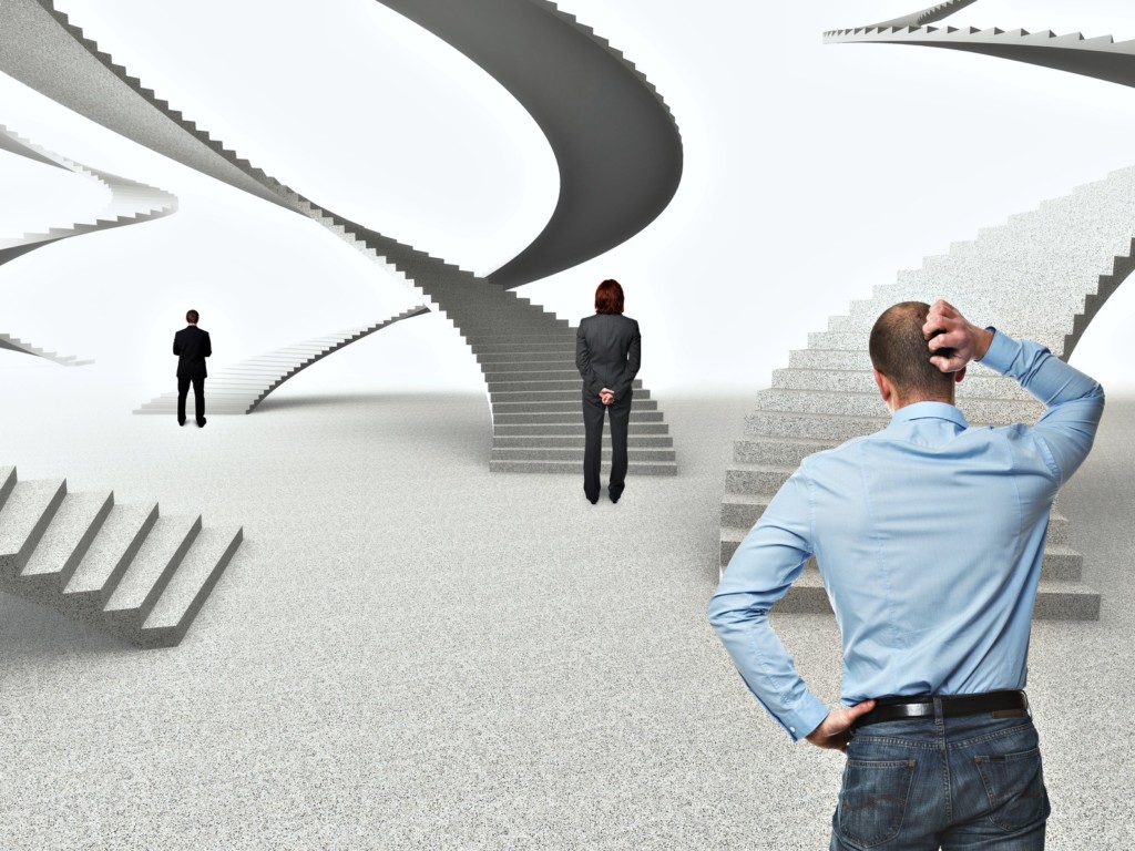 businesspeople and 3d stair abstract background
