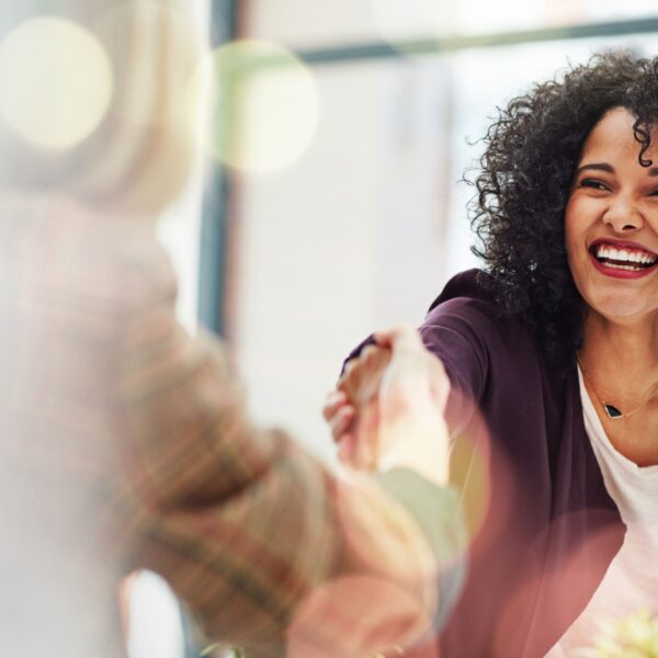 Business,Woman,,Handshake,And,Thank,You,With,Happy,Deal,And